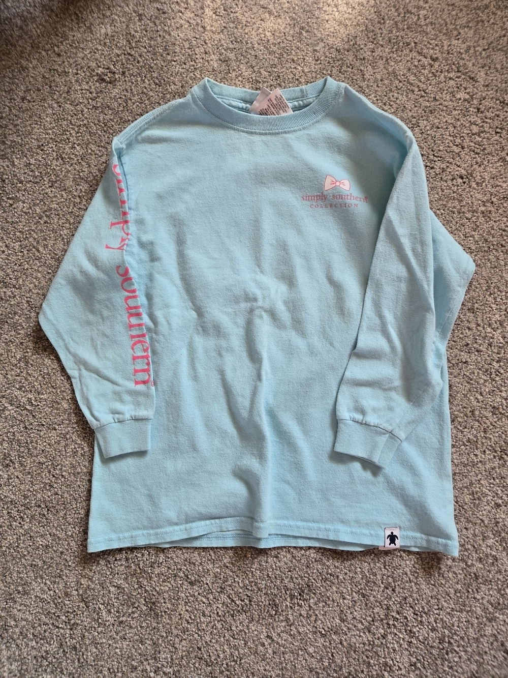 Simply Southern Light Blue Long Sleeve Logo T-Shirt Size Youth Small
